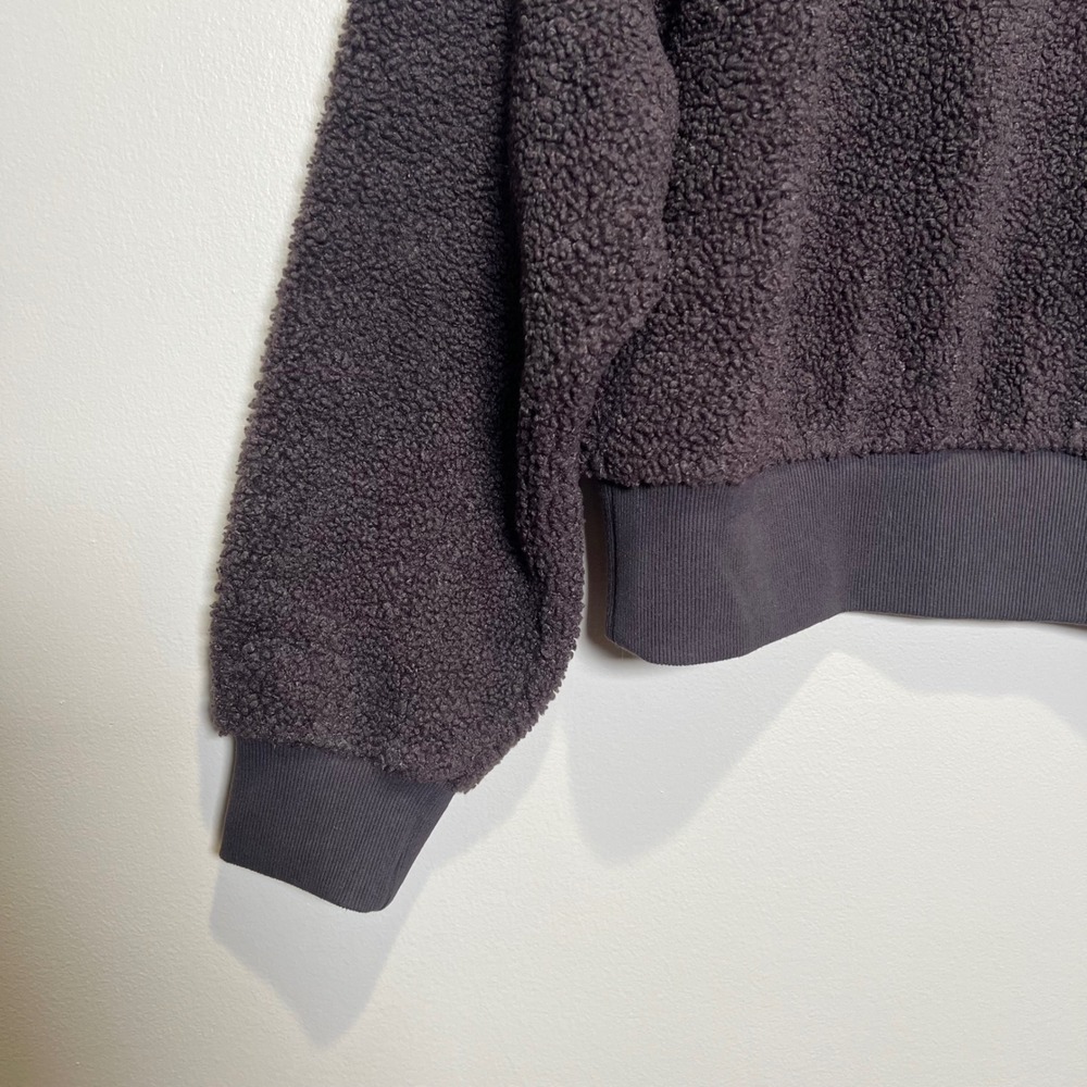 Athleta In the Clouds 1/4 Zip Pullover Sweater XXS Brown Cropped Sherpa EUC - Picture 3 of 9